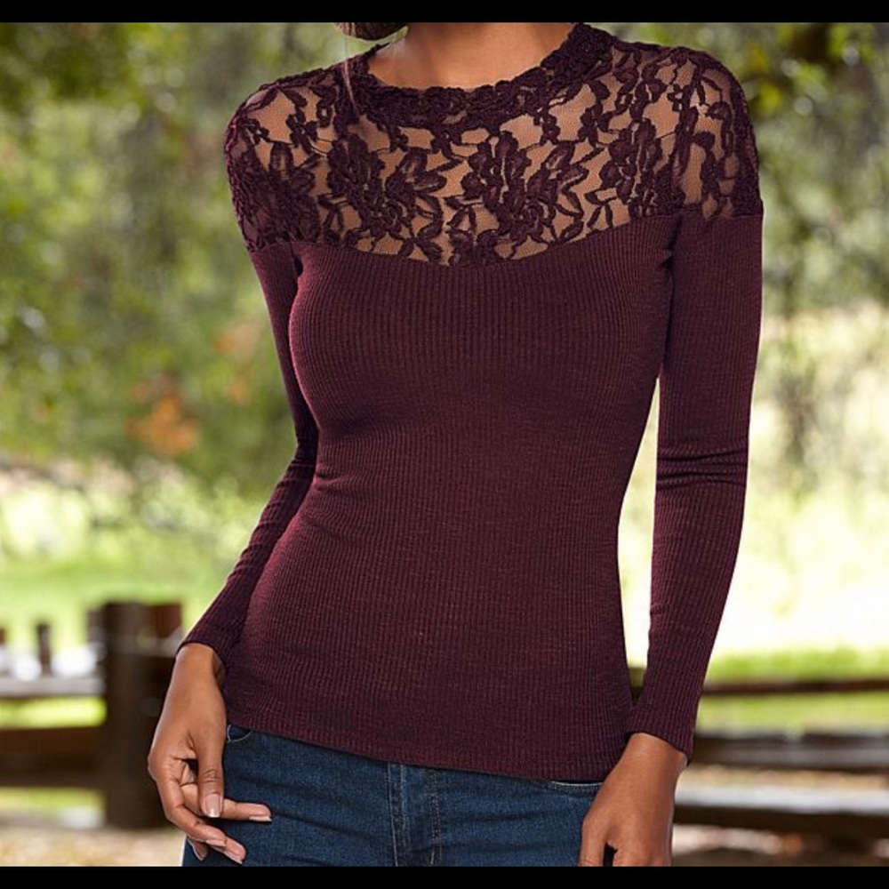 Venus Lace Burgundy Shirt New XL